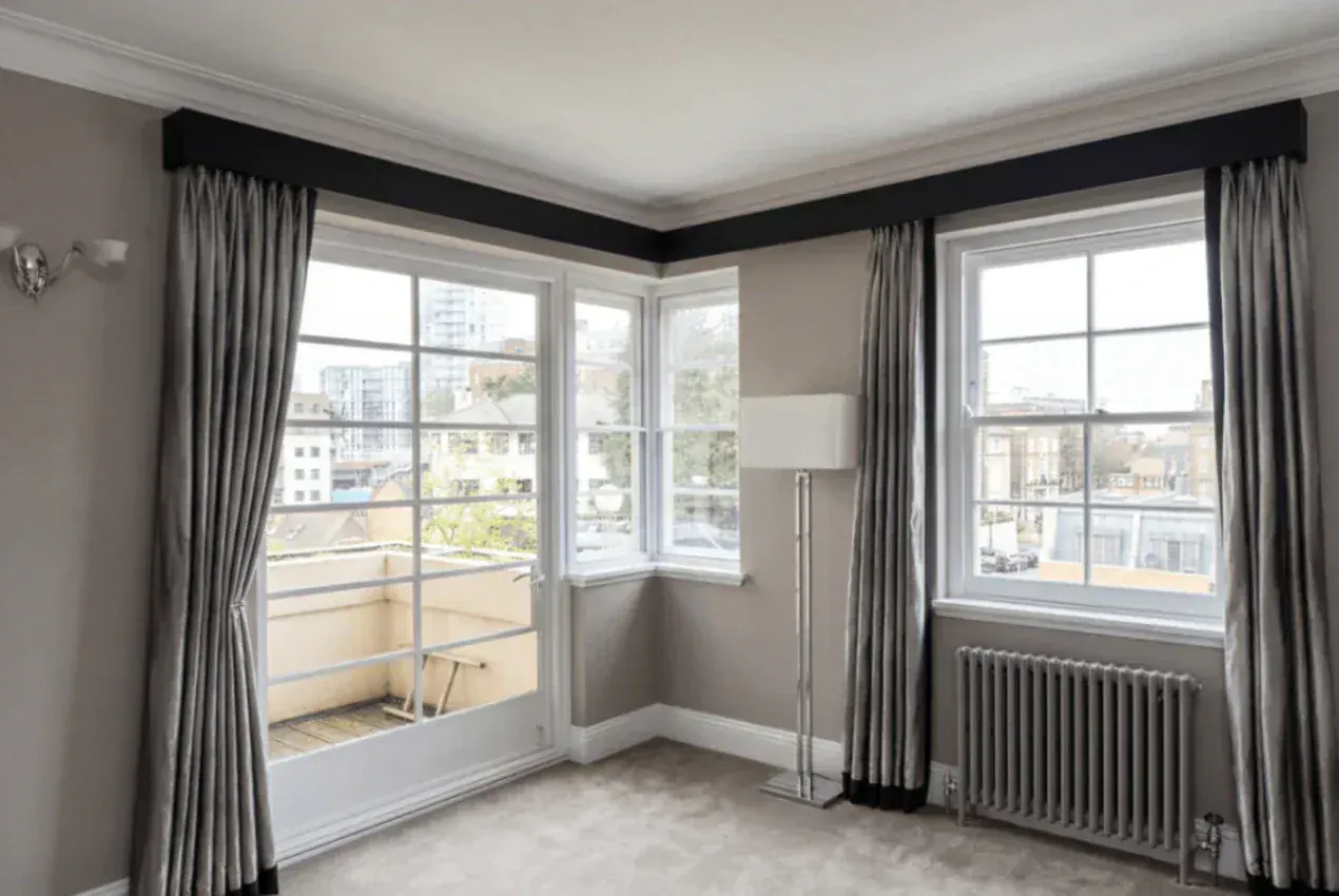 Secondary glazing around a bay window and glazed door