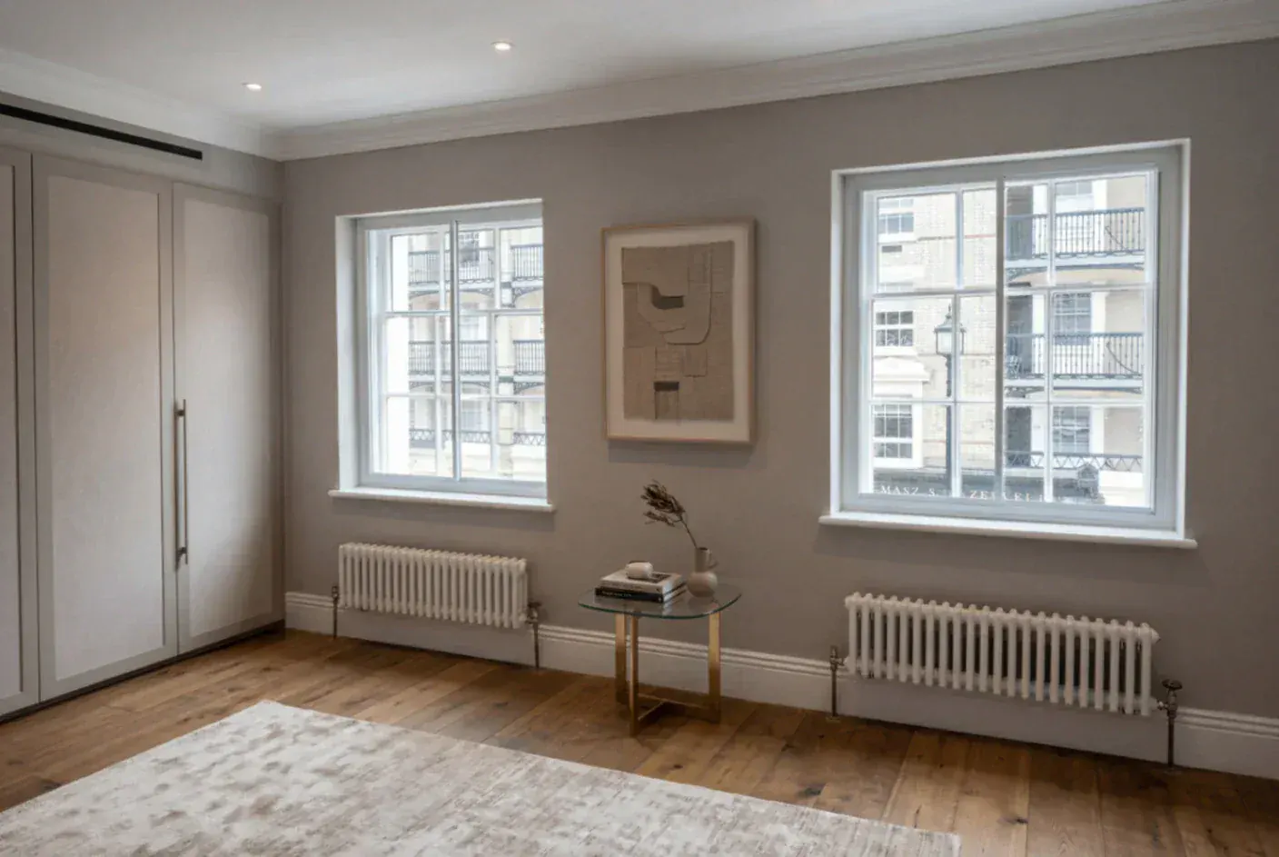 Secondary glazing in a period room with two sash windows