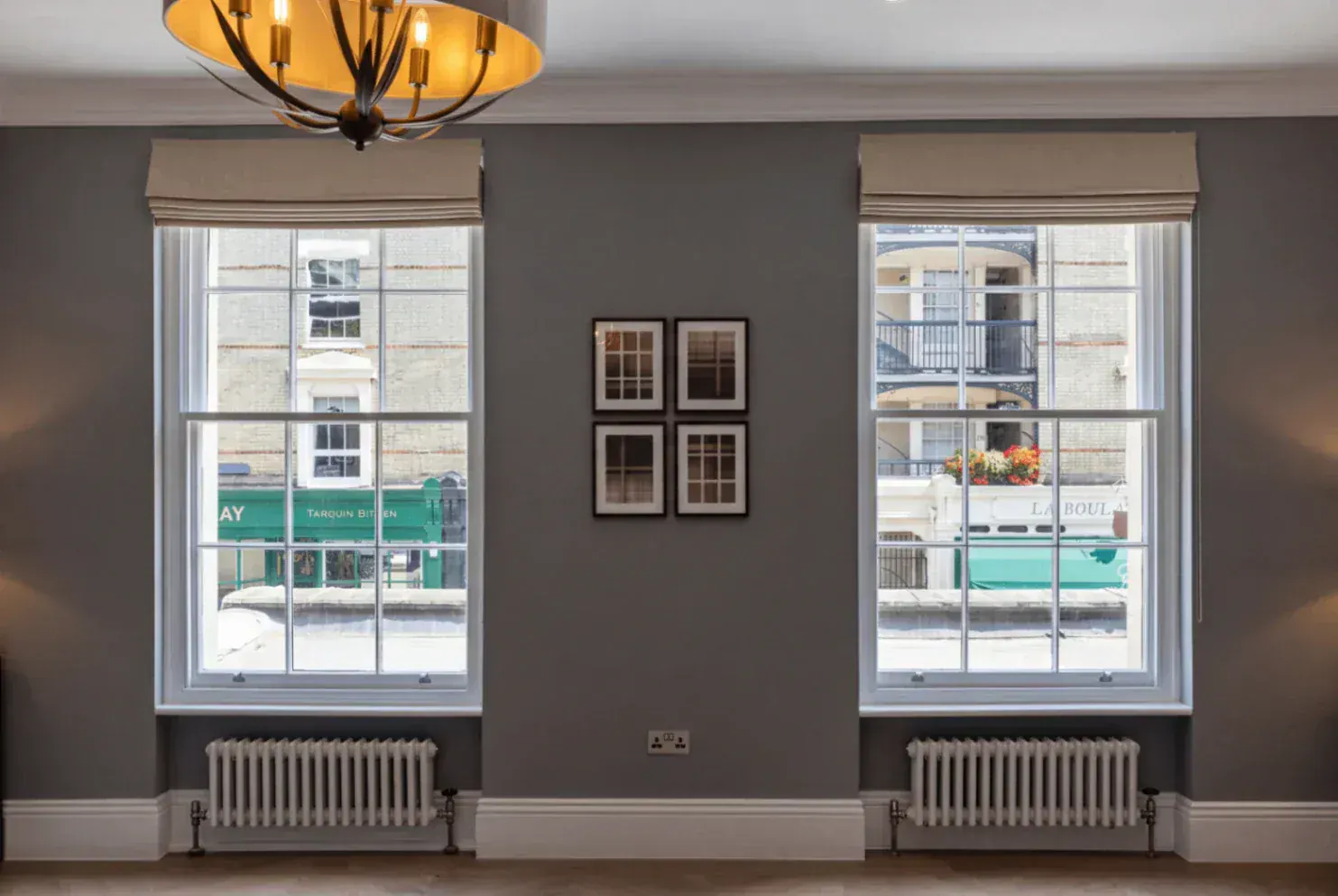 Secondary glazing in a period room with two sash windows