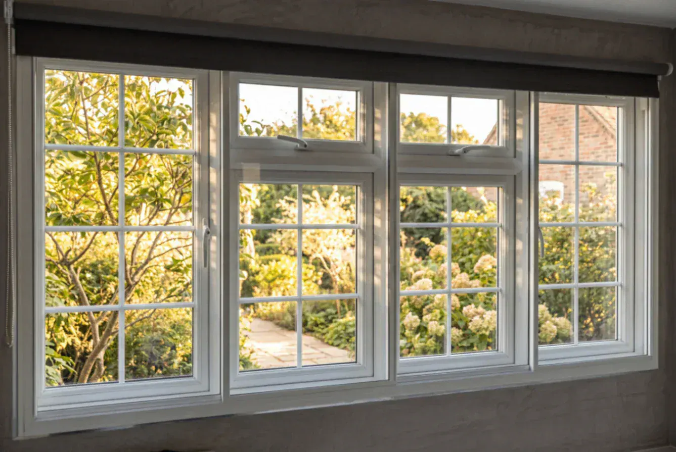 Secondary glazing across four sash windows
