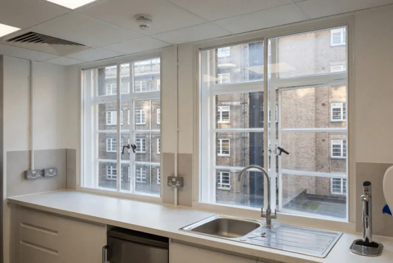 Secondary glazing in a commercial kitchen